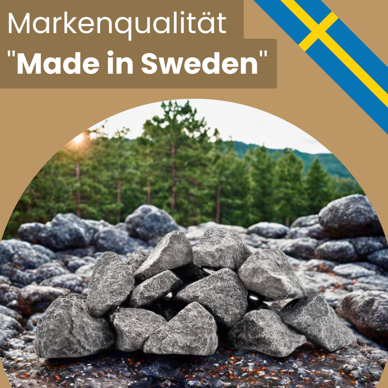 Tylö Saunasteine Diabas gewaschen 20 kg - Original Markenqualität Made in Sweden - Körnung 50-120 mm - Ca. 60 Natur-Saunasteine - Staubfrei für Saunaöfen