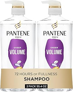 Pantene Shampoo, Sheer Volume - Lightweight Nourishment for Fine, Color-Treated Hair, 72-Hour Fullness and Body, 27.7 Oz E...