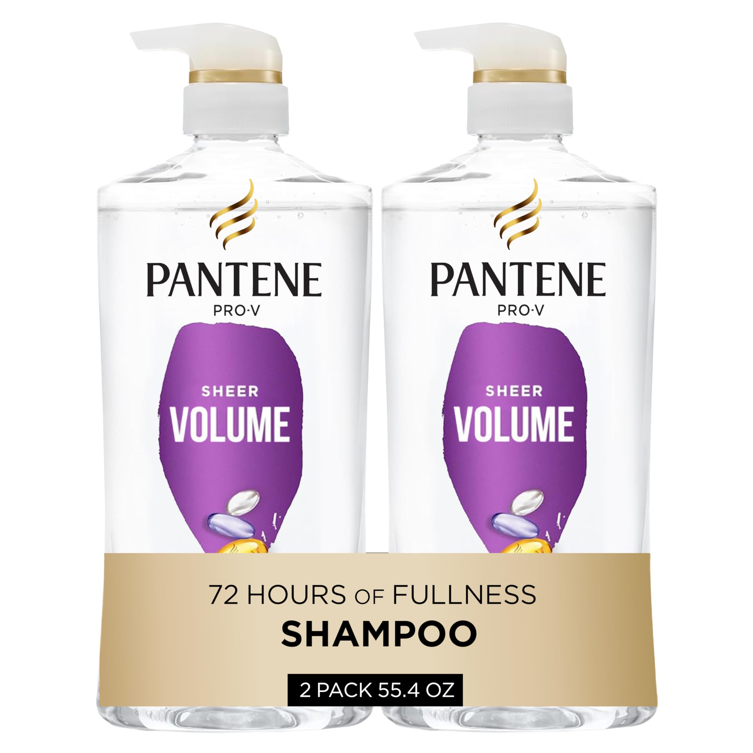 Shampoo, Sheer Volume - Lightweight Nourishment for Fine, Color-Treated Hair, 72-Hour Fullness and Body, 27.7 Oz Each, 2-Pack + Miracle Rescue Shot (0.5 Oz)