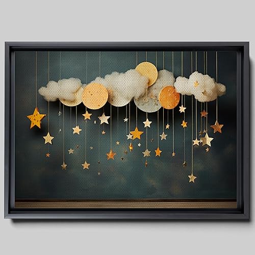 Boho Nursery Wall, cloud Wall Decor Prints Art, moon Art prints, Toddler Bedroom Bathroom Room Playroom Classroom Cute Modern Boho Print