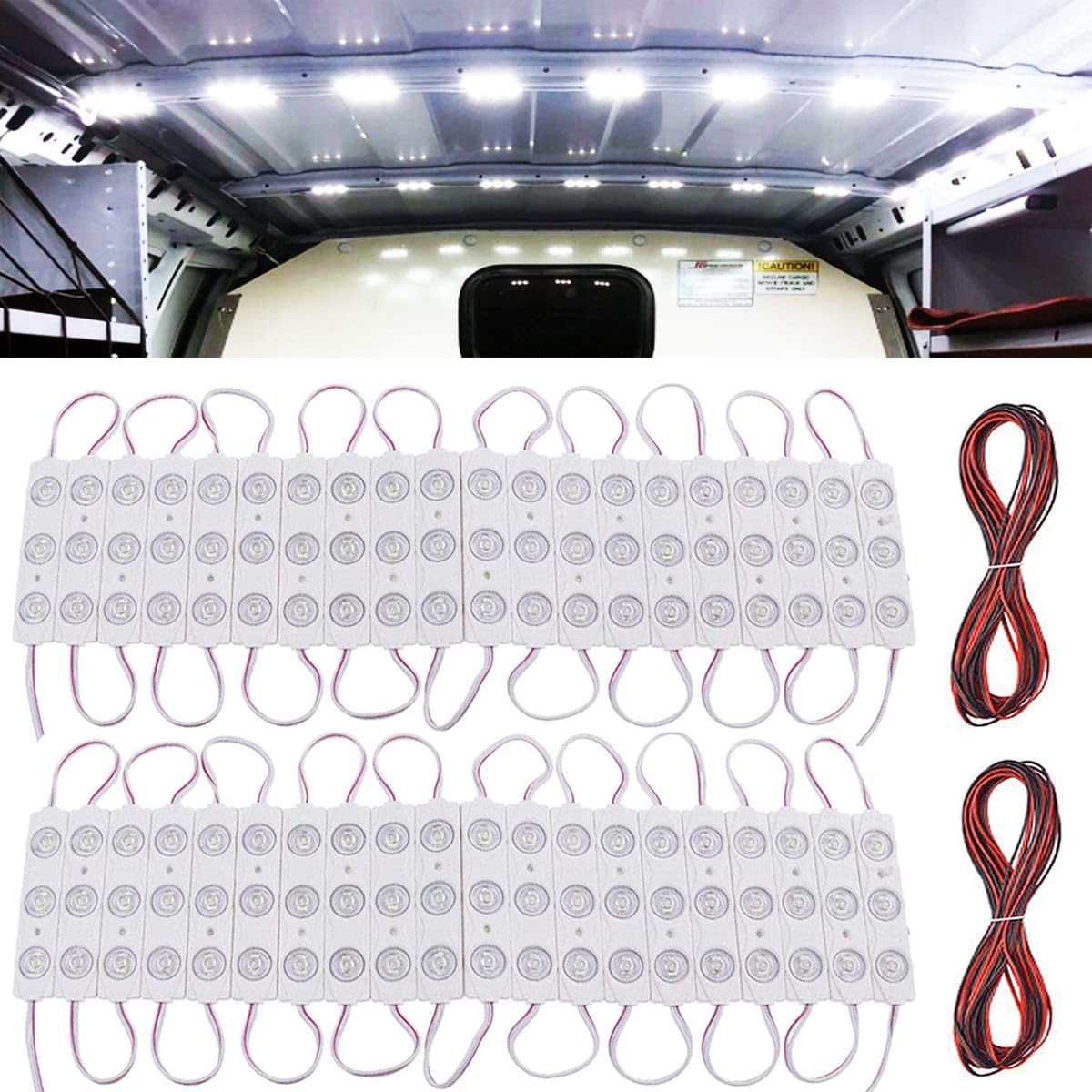 120 LED Van Light Car Interior Light Bright White Lighting Dome Lamp Ceiling Work Lights Kit for Van Truck Auto Car Vehicle Caravan DC 12V (40 Modules, White)