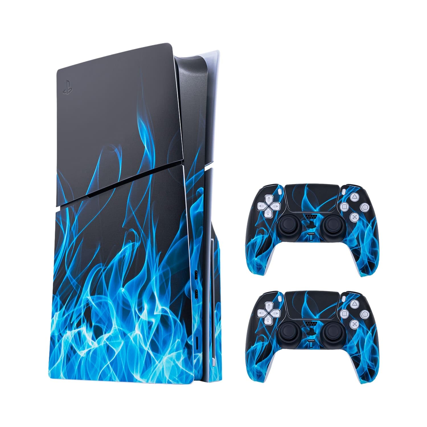 Mcbazel Autocollant antidérapant Autocollant en Vinyle Peau Couverture Plaques adhésives Autocollantes pour PS5 Slim Disc Edition-Blue Flame