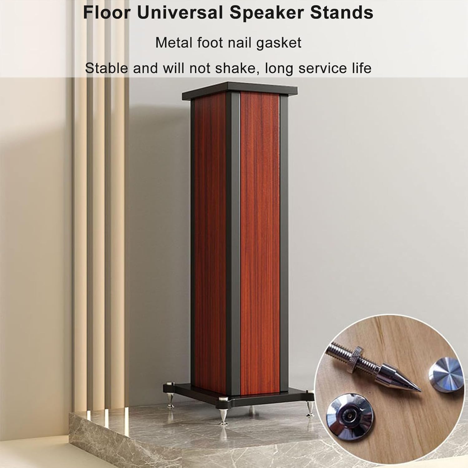 Wood Grain Speaker Stands, Floor Loudspeaker Racks Audio Stand, Heavy Duty Hollowed Speaker Supports, Bookshelf Speaker Stands for Home Theater Speakers