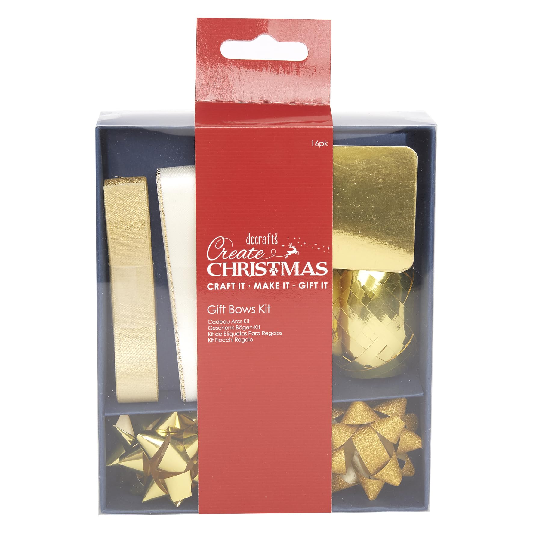 Create Christmas Metallic Gold Gift Bows Kit - Gold - 16 Piece