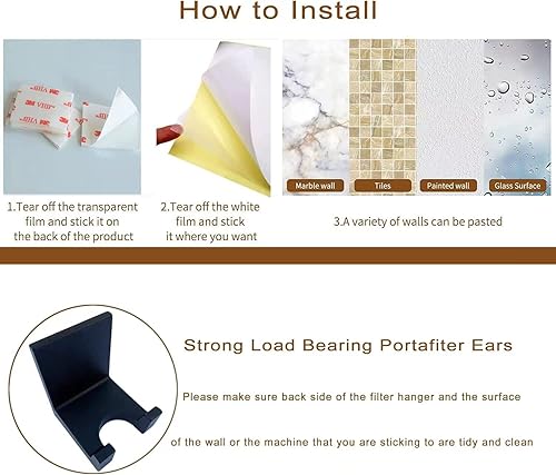 Miniatura 8 de B002 - Soporte de oreja con mango sin fondo negro mate, colgador de mango para máquina de espresso, estante de pared portafiltro sin fondo, gabinete