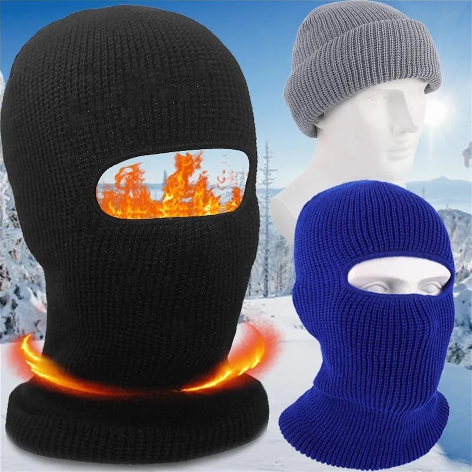 Pasamontañas Gorros de Punto for Cara Completa, pasamontañas de Invierno for Exteriores, Gorro Deportivo for Ciclismo y esquí, máscaras de Felpa cálidas a Prueba de frío, 2 uds.
