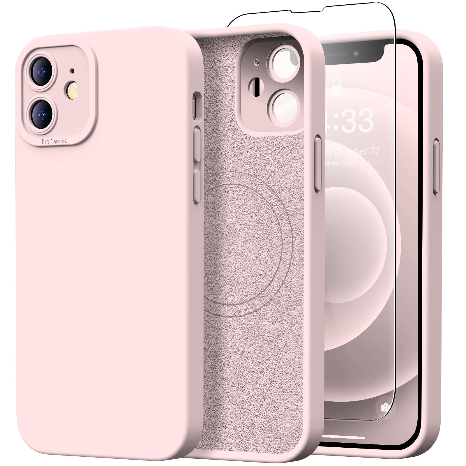 Kiresen Designed for iPhone 12 Mini Case with Screen Protector - Upgraded Camera Protection - Wireless Charging Compatible - Silicone Protective Phone