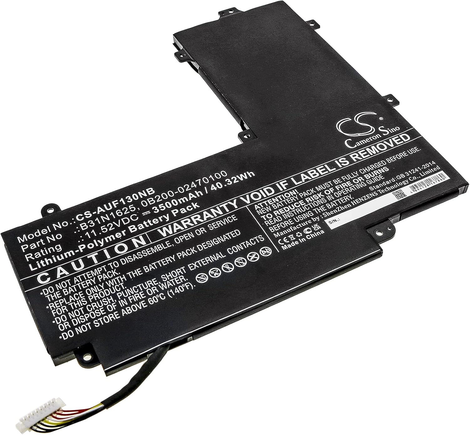Cameron Sino CS New Replacement Battery for TP203MAH, TP203MAH-1E, TP203MAH-1G, TP203MAH-1K, TP203NAH, TP203NAH-1E, TP203NAH-1G, TP203NAH-1K (3500mAh) 0B200-02470100, B31N1625