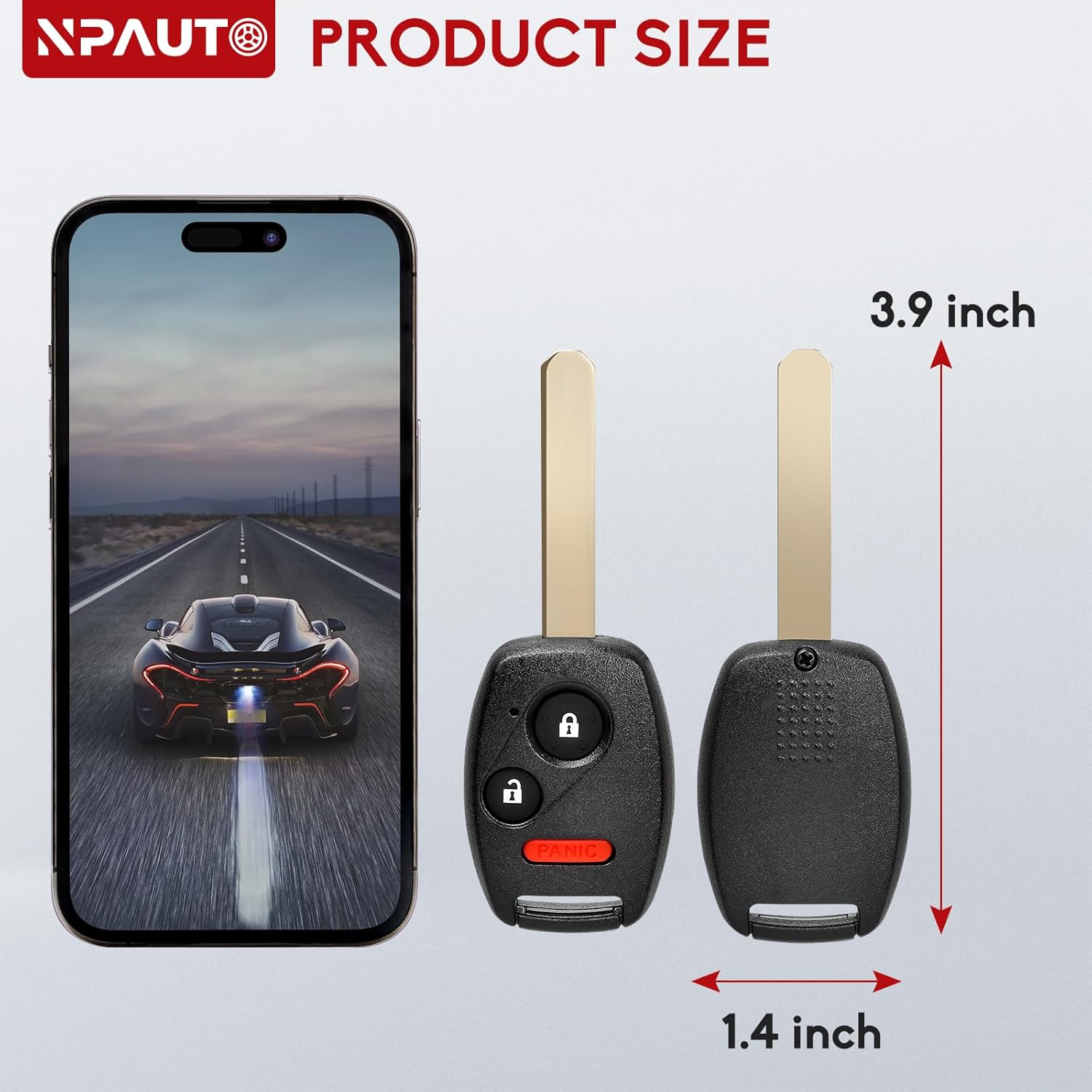 NPAUTO Key Fob Replacement for Honda CRV, CRZ, Accord, Fit, Insight 2007 2008 2009 2010 2011 2012 2013 2014 2015 Keyless Entry Remote Key Fobs (MLBHLIK-1T, 3 Button) (2)