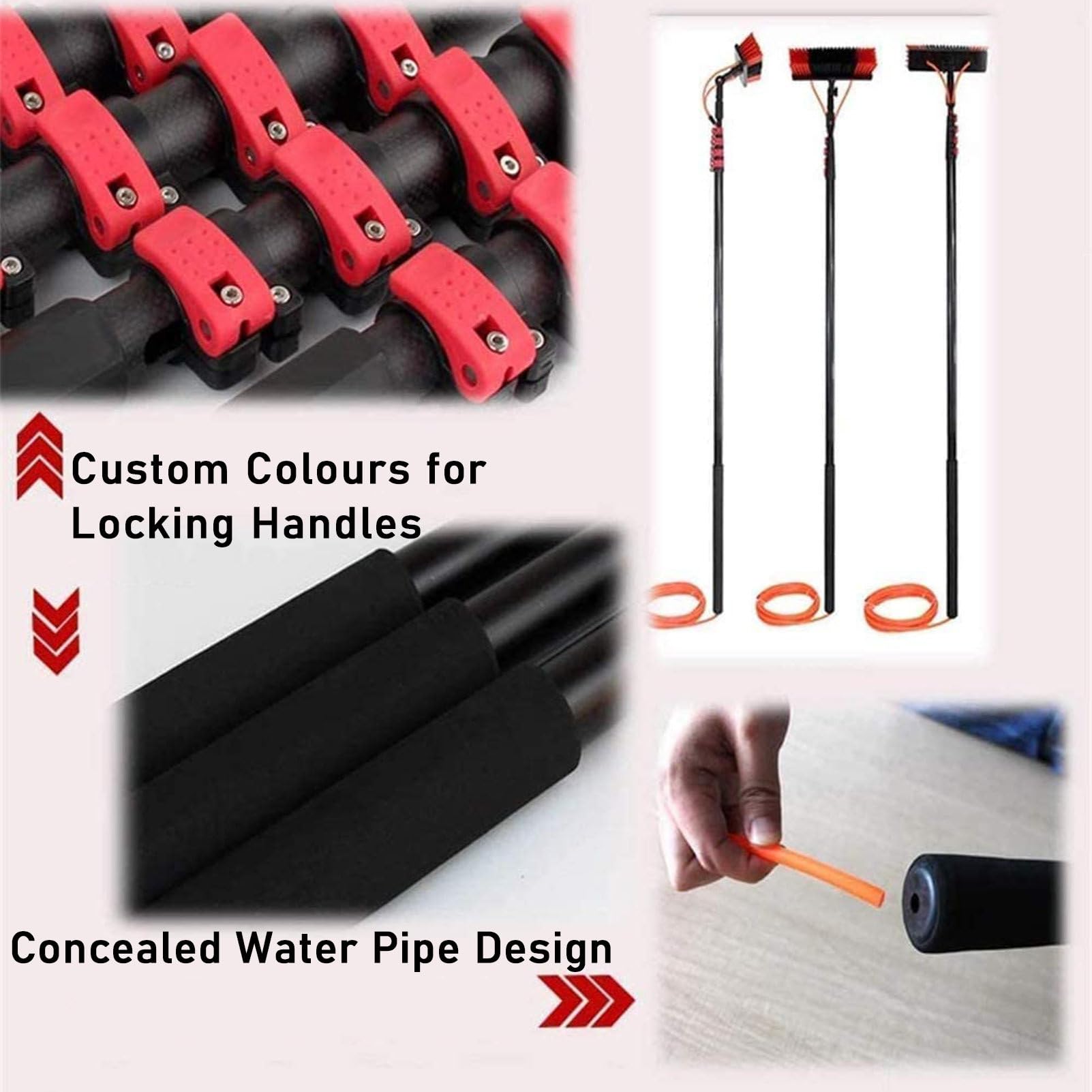 Productos de Limpieza, cepillos telescópicos suministrados con Agua, Cepillo telescópico Alimentado por Agua con 4 caños, Limpiador de escobilla de Goma Extensible para Ventanas, p