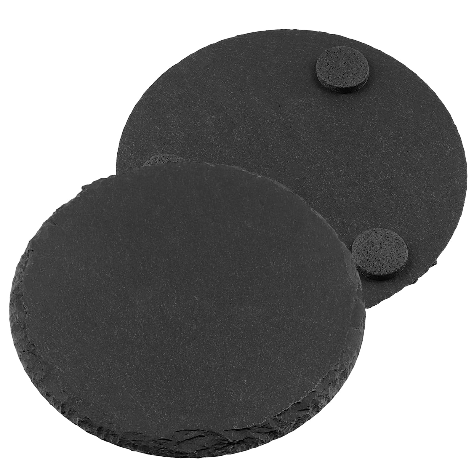 KEILEOHO Set di 30 sottobicchieri rotondi in ardesia, 10 cm, rotondi, in ardesia, per bicchieri, bicchieri in ceramica, colore nero