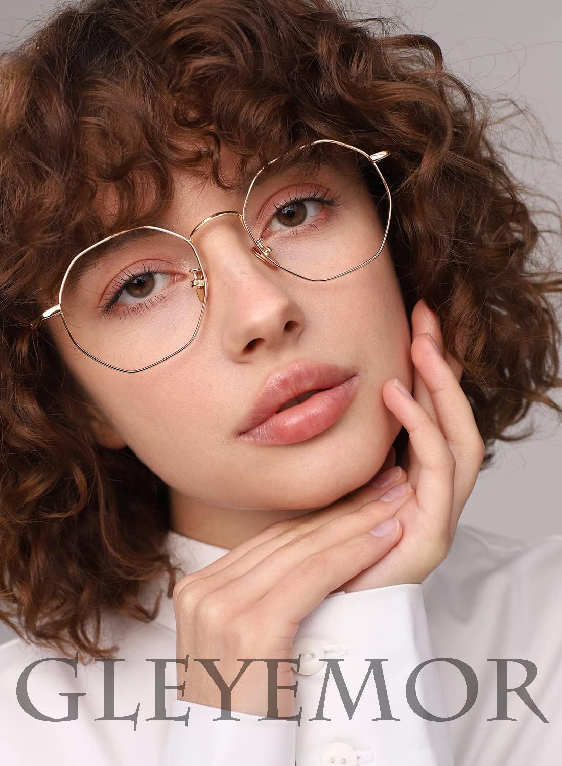 Gleyemor Blue Light Glasses for Women Men Vintage Octagonal Metal Gold Frame Computer Glasses - Image 5