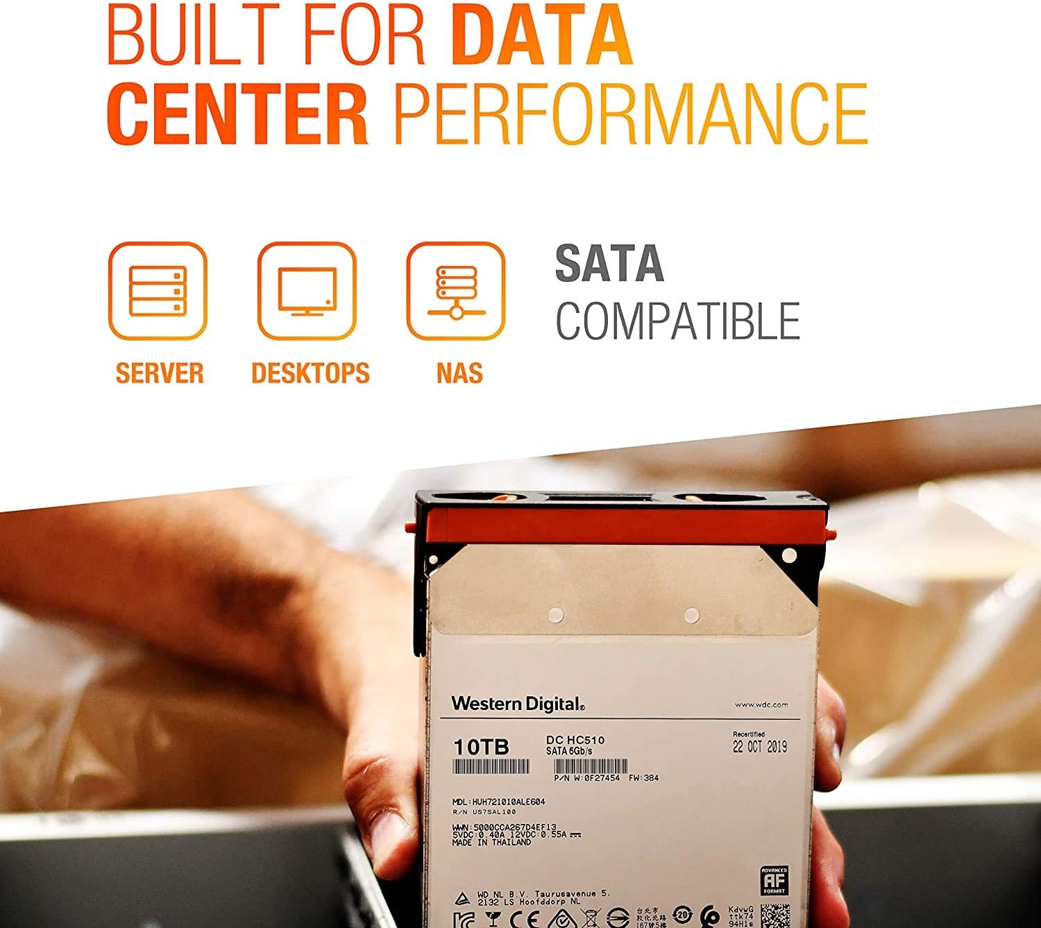 Western Digital 12TB Ultrastar DC HC520 SATA HDD - 7200 RPM Class, SATA 6 Gb/s, 256MB Cache, 3.5" - HUH721212ALE604 (Renewed)