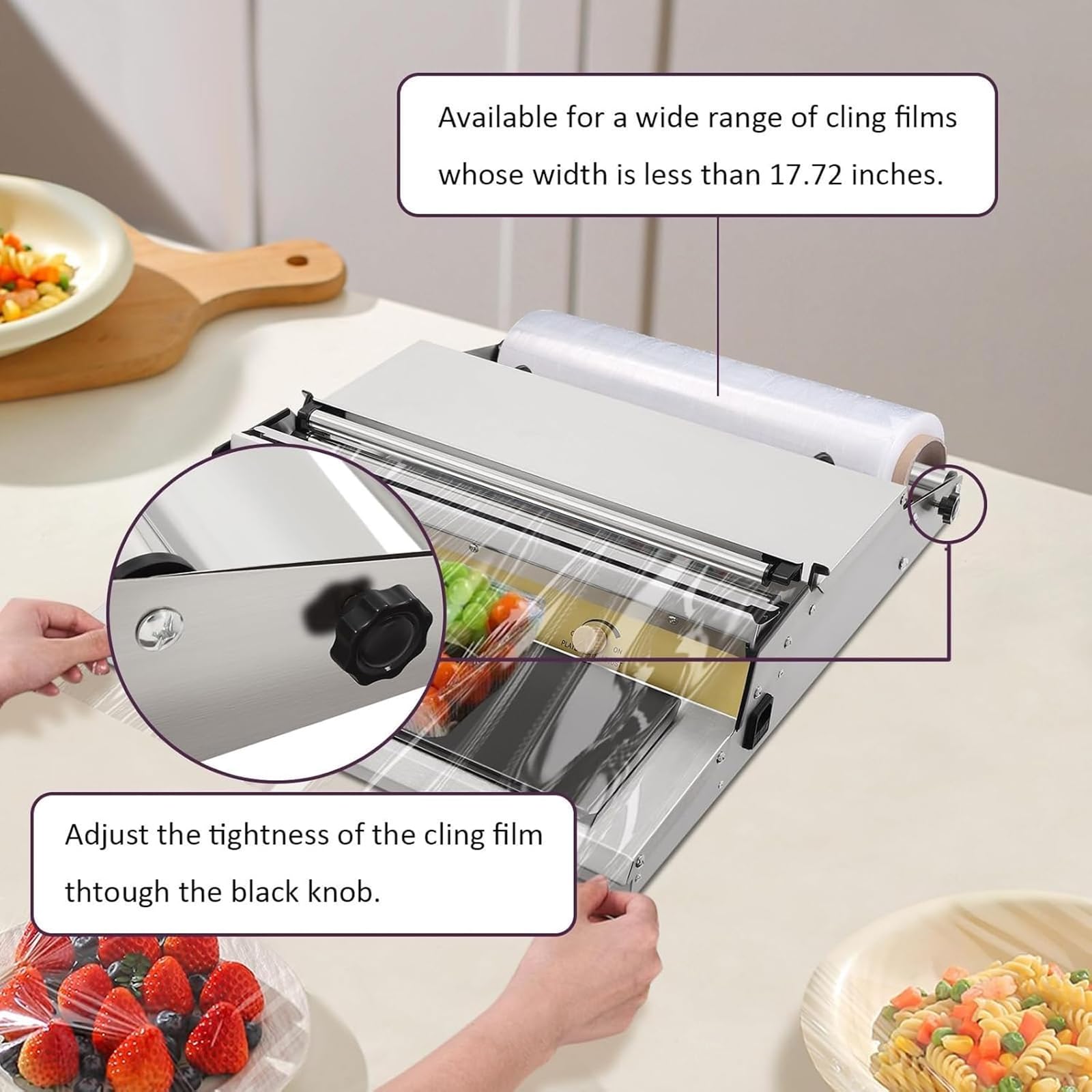 Máquina Envolvedora de Película de 300W, Máquina Comercial de Empaque de Película Plástica, Temperatura Ajustable, Empaque con Film Transparente