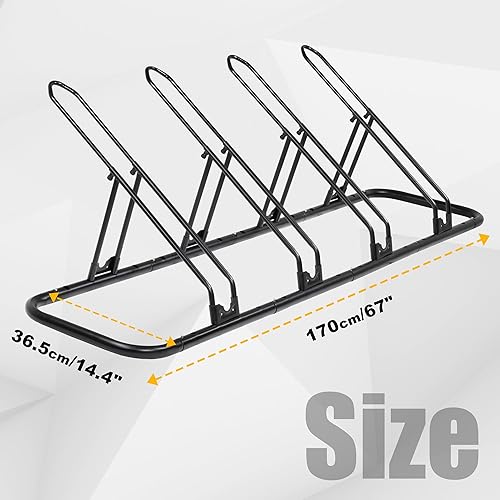 Miniatura 5 de CyclingDeal Soporte de estacionamiento para bicicleta de montaña MTB Road Bike - Almacenamiento interior en el garaje en el hogar - 4 bicicletas