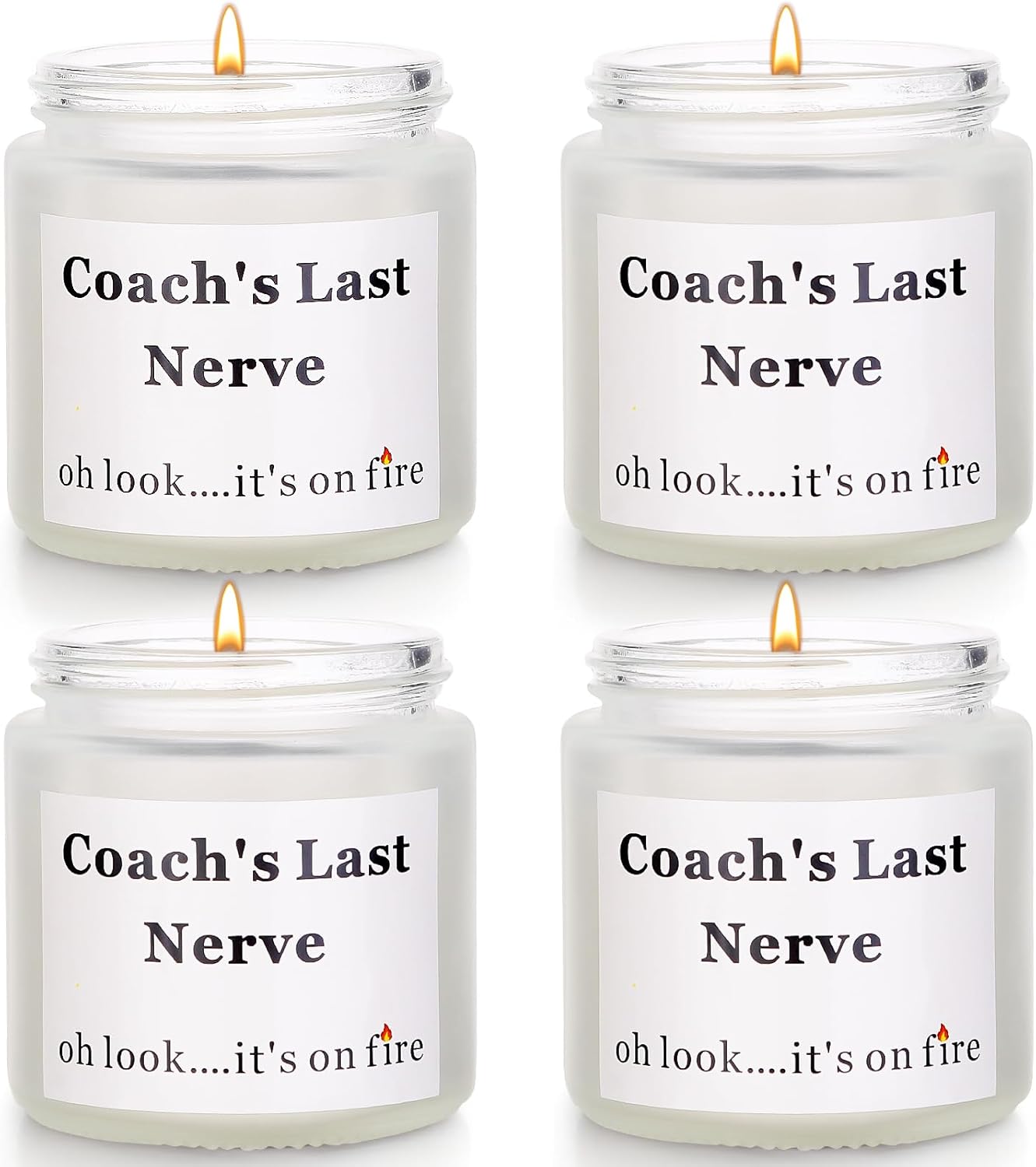 Coach Gifts Thank You Gifts for Coach Funny Gift for Women Men Coach's Last Nerve Candle Gift for Cheer Volleyball Swim Basketball Baseball Cool Coach Present (4pcs, White)
