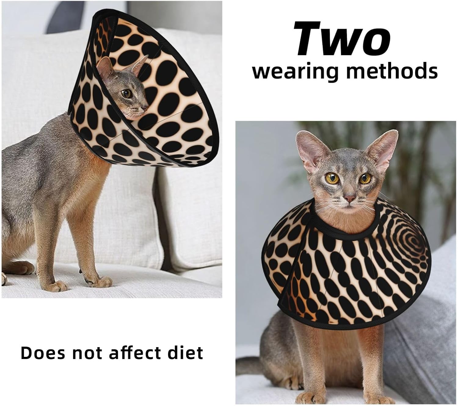 Custom Pet Cones - Unique Design Cat & Dog Cone, Collar for Post-Surgery Recovery, Adjustable Neck Black Spots Medium