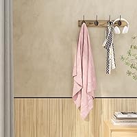 Vista 3 de Ganchos para Abrigos Montados en la Pared, Perchero de Madera para Sombreros con 4 Ganchos para Entrada, Baño, Dormitorio (Marrón)