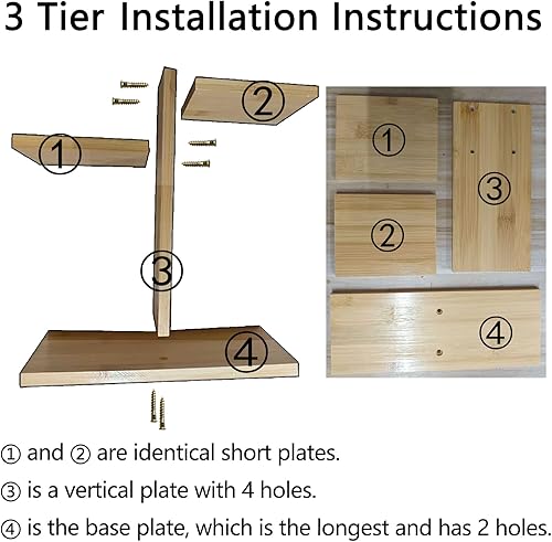 Miniatura 7 de Soporte para plantas de escritorio de 3 niveles, estante de bambú para plantas, soporte para hierbas suculentas, soporte de escritorio para plantas