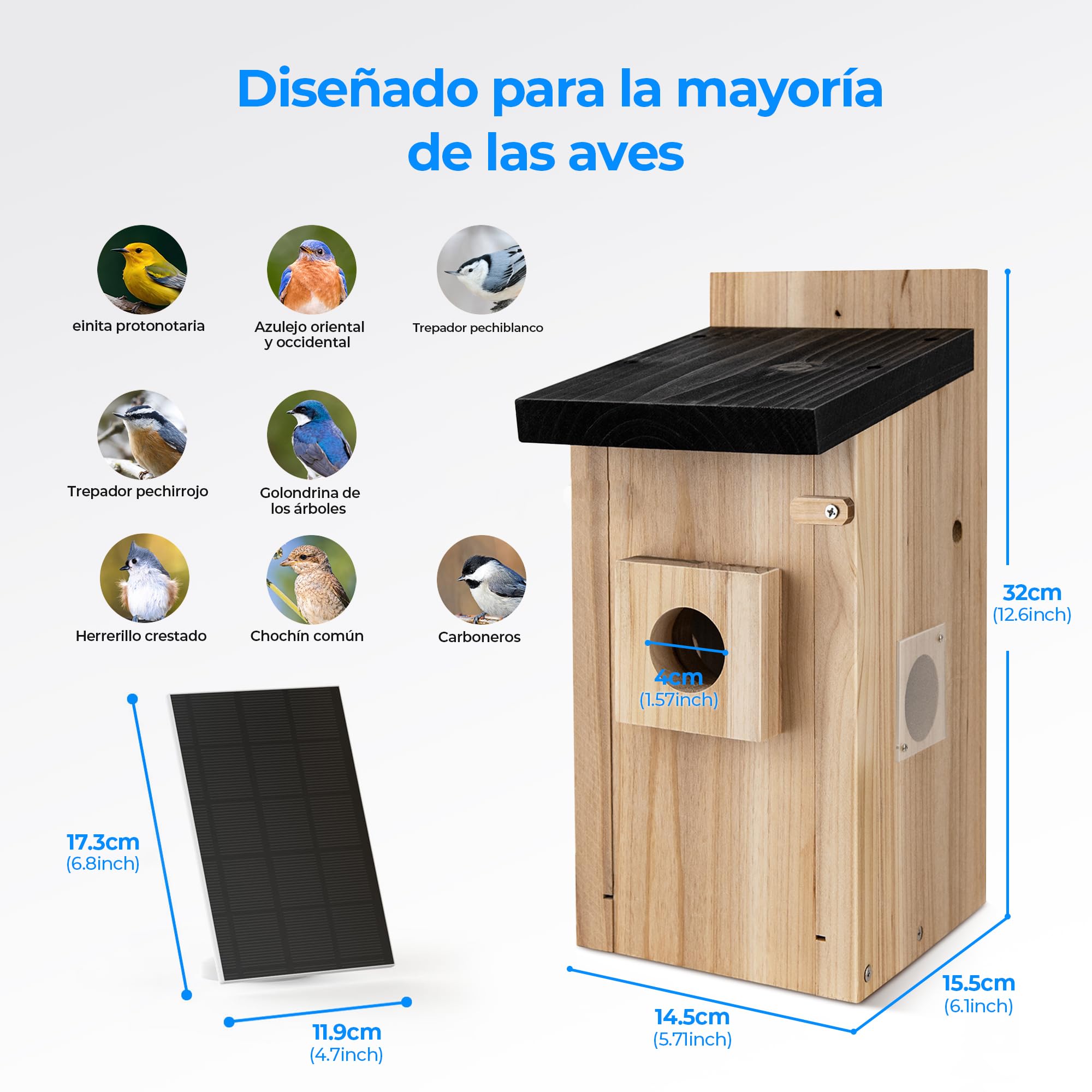 Casa para Pajaros con Camara - Nido para Aves con Camara 4MP, Observacion en Directo de AnidacionAlimentacion Solar, Impermeable IP65, Kit de Bricolaje