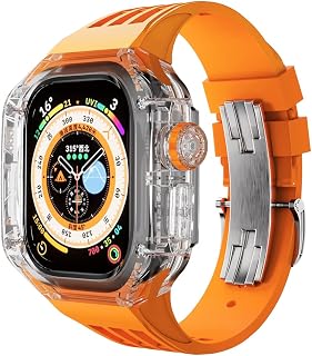 MGTCAR Kit de modificação de luxo de 49 mm para Apple Watch Ultra Band capa transparente pulseira fluororubber pulseira iwatch 49 mm Mod Set