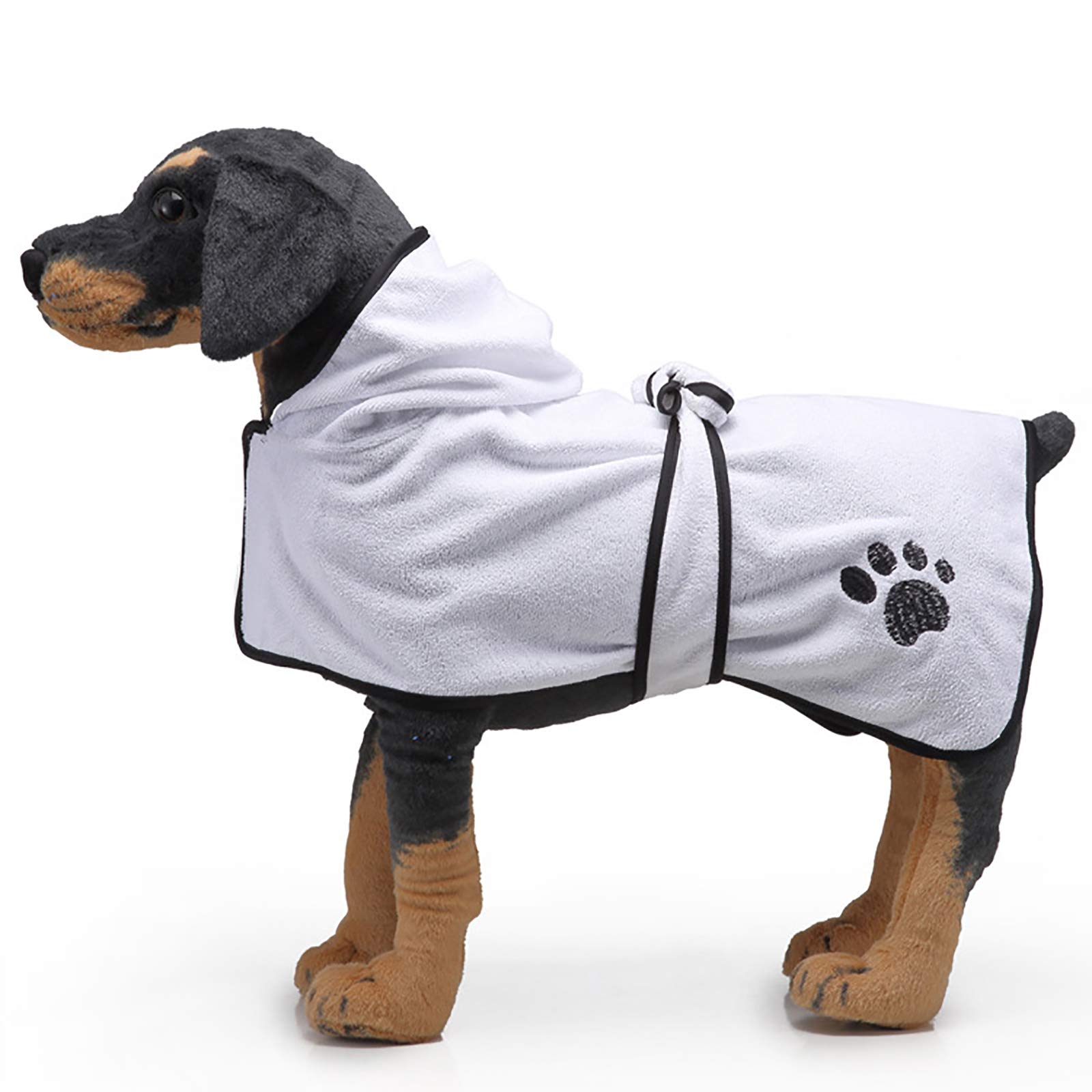 Peignoir pour Chien en Microfibre, Serviette De Bain Absorbante pour Chien Peignoir pour Chien Absorbant pour Peignoir Réglable en Microfibre pour Chien Et Chat Séchage Rapide,Blanc,XL