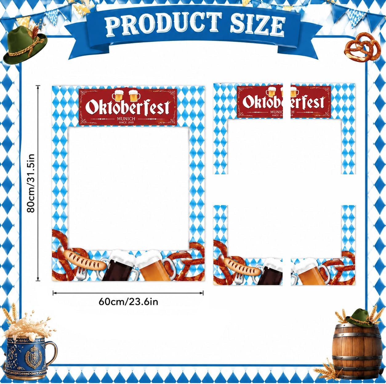 31.5x23.6'' Oktoberfest Photo Booth Props Bavarian German Beer Photo Frame
