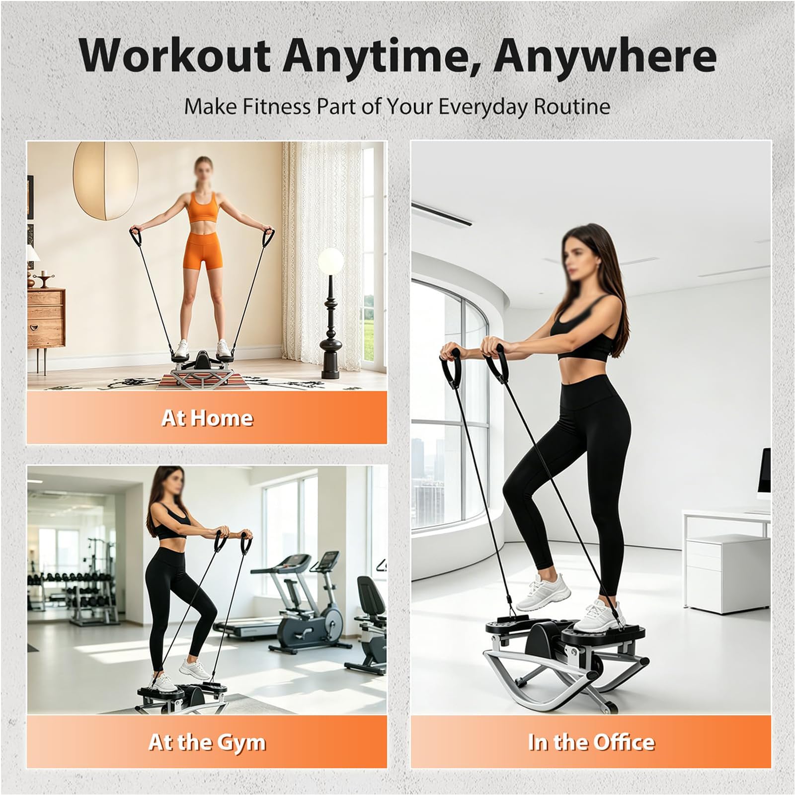 Stepper Fitness Casa Step Palestra con Tappetino Antiscivolo E Fasce di Resistenza Attrezzi Palestra Casa Glutei E Gambe Stepper Twist