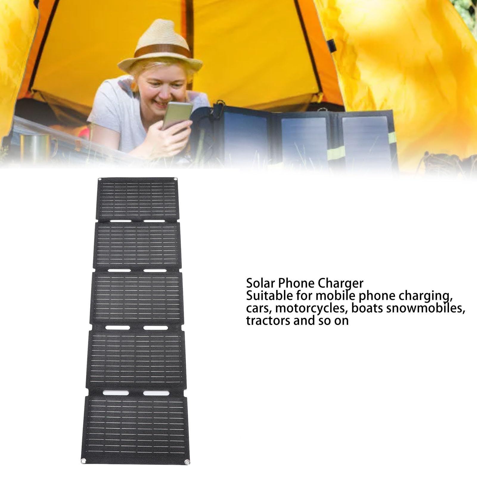 Foldable Solar Panel ETFE Fast Charging PD Dual Output USB Monocrystalline Silicon Solar Panel Charger with Battery Clip Focuser