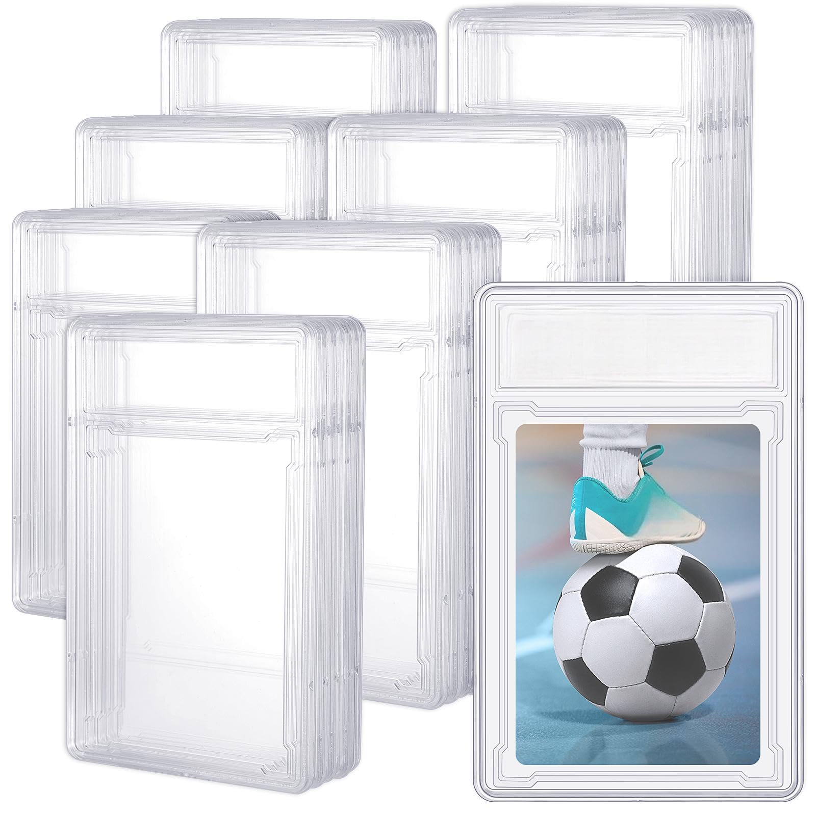 Gersoniel Sammelkarten-Schutzhülle, Acryl, transparent, Baseball-Kartenhalter mit Etikettenposition, harte Hüllen, kleine, stabile Aufbewahrungsbox für Standard-Sammler, Sportspielqualität, 48 Stück