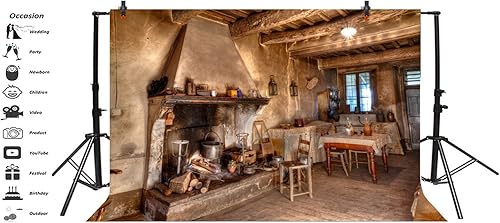 Miniatura 3 de Telones de fondo de cocina estilo rústico de 7 x 5 pies para fotografía, estilo rural, retro, hogar, posada antigua, occidental, restaurante,