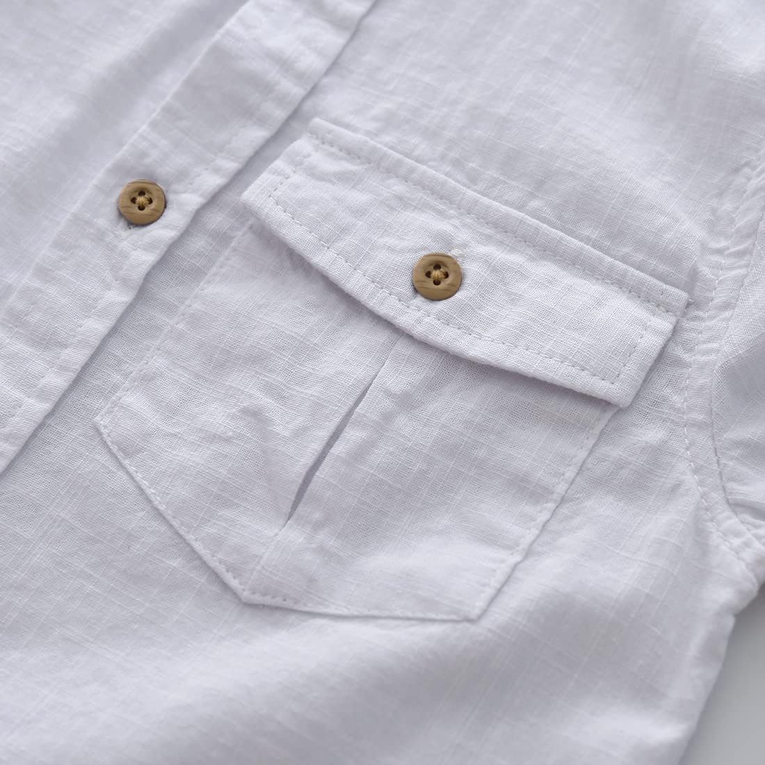 MOMOLAND Toddler Little Big Boys Short Sleeves Button Down Shirt Linen Design - Image 3