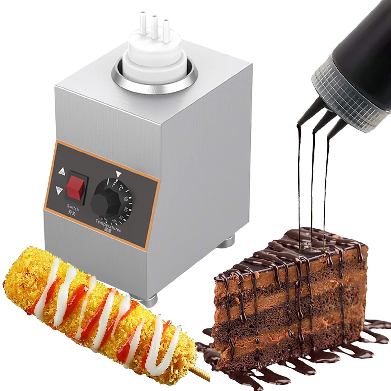 Calentador eléctrico de salsa de queso de 640W y máquina dispensadora con temperatura regulable