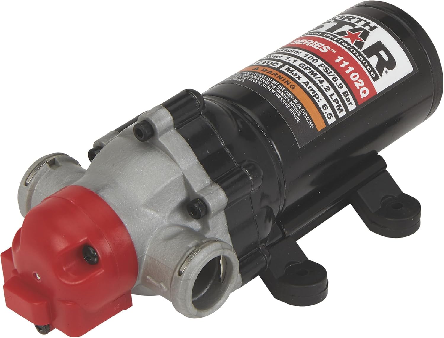 NorthStar NSQ Series 12V On-Demand High Pressure Sprayer Diaphragm Pump with Quick-Connect Ports - 1.1 GPM, 100 PSI