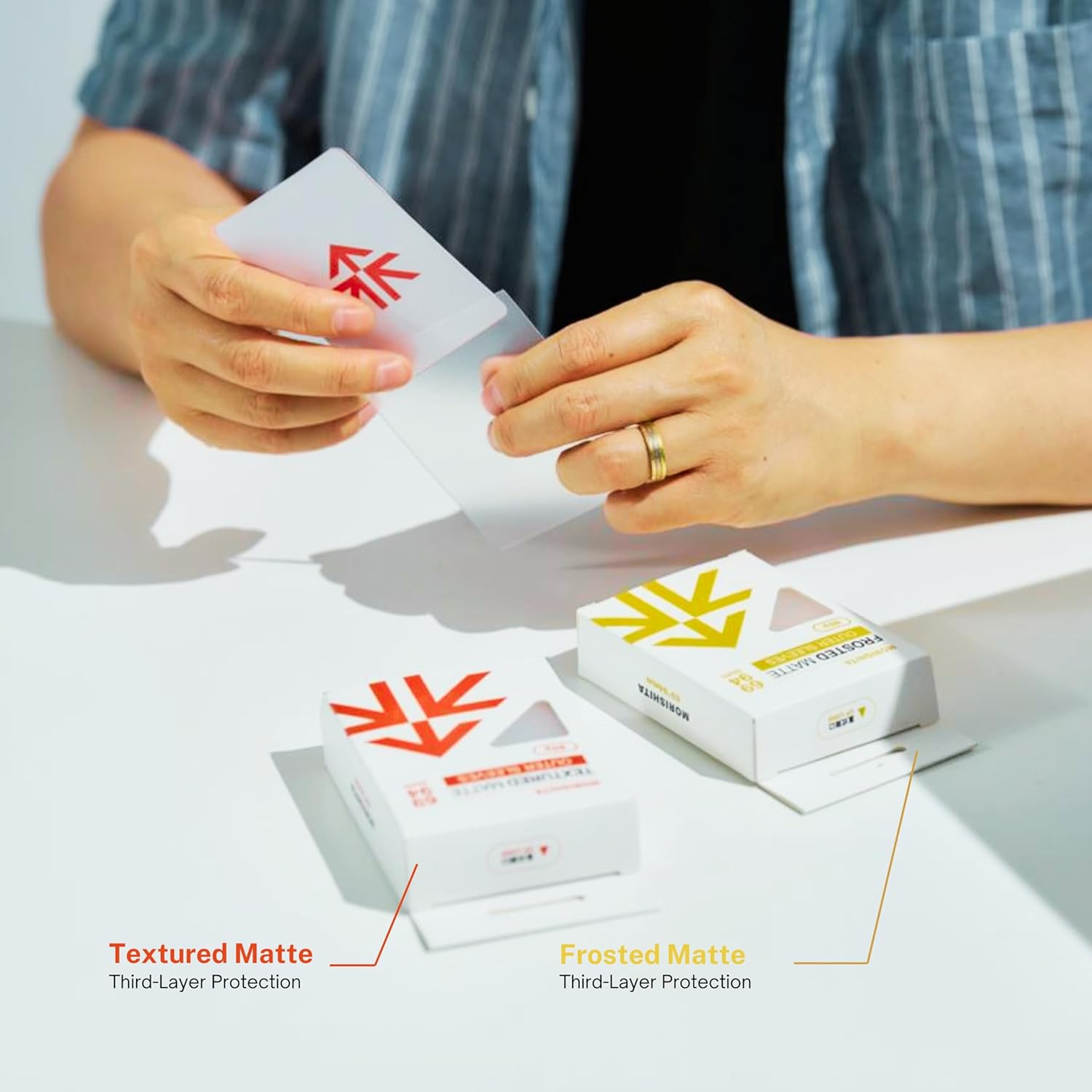 Morishita Textured Matte Sleeves for Standard Size Cards, Premium Third-Layer Protection Outer Sleeves for PTCG, OPCG, MTG, 80 Pack