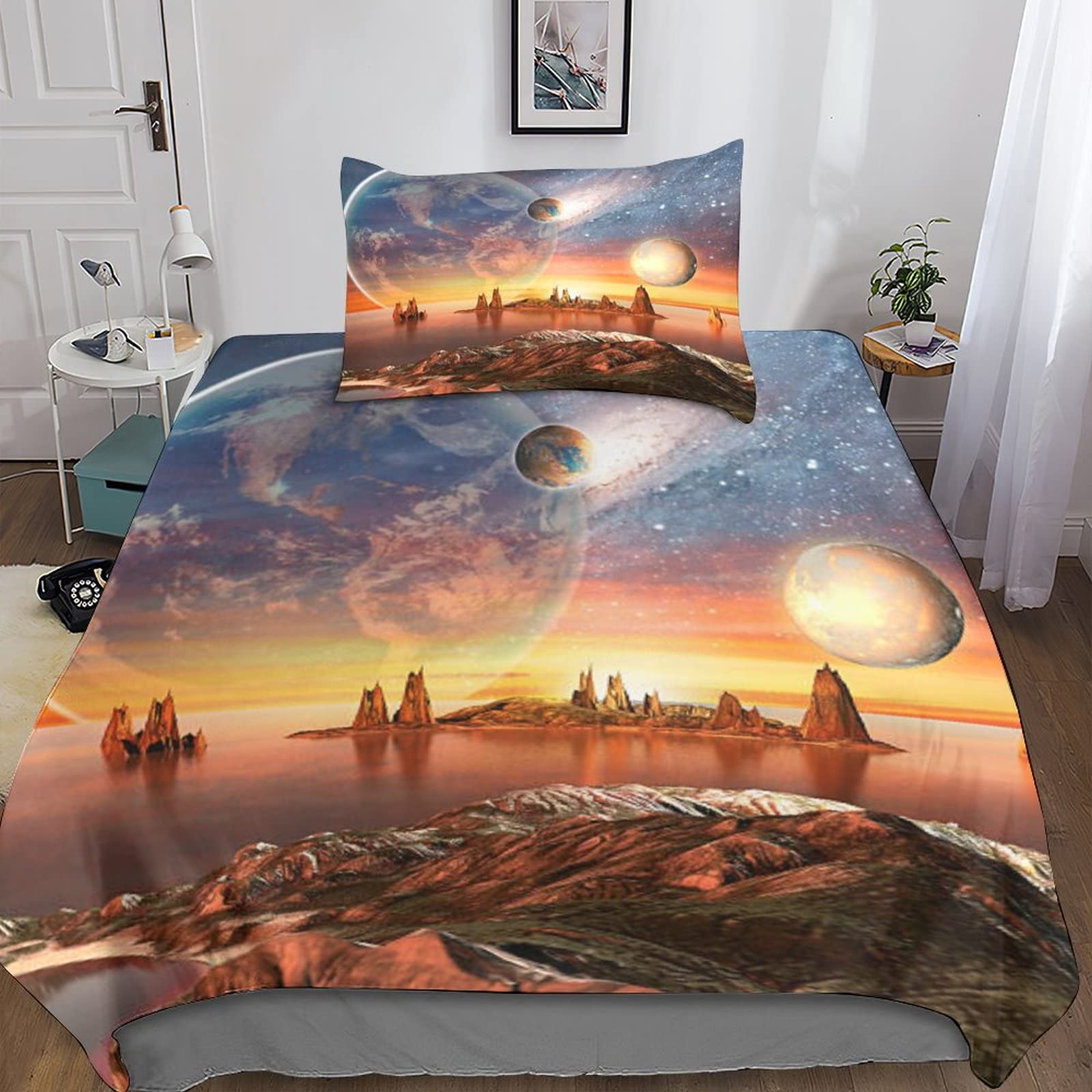 Couette confortable avec fermeture éclair pour lit enfant 135x200 thème espace