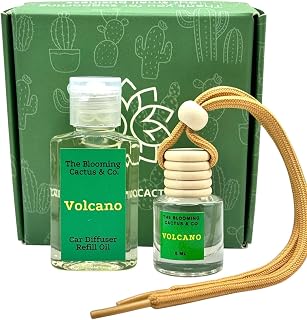 Car Air Freshener with 1 Oz Refill included | Car scented on the go | Car Air Freshener | Long Lasting Hanging Fragrance | Phthalate Free Fragrance. (Volcano (Type), 8 ml)