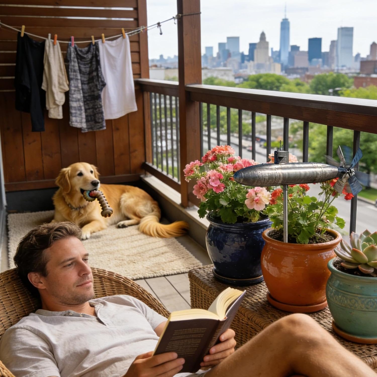 2PCS Submarine Wind Spinner for Yard and Garden, Smooth Spinnings Outdoor Wind Sculpture, 2026 New 3D Nautical Metal Spinner with Rotating Blades for Patio Lawn Decor