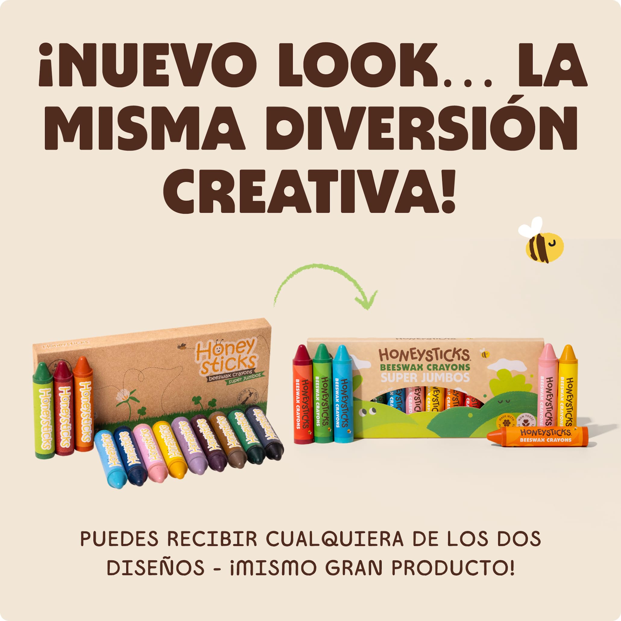 Honeysticks Lapices Super Jumbo Crayons (Paquete de 12) - Lapices cera abeja 100%, colores calidad alimentaria, 1-3 años, irrompibles, extra grandes, fáciles de sujetar y usar, ecológicos