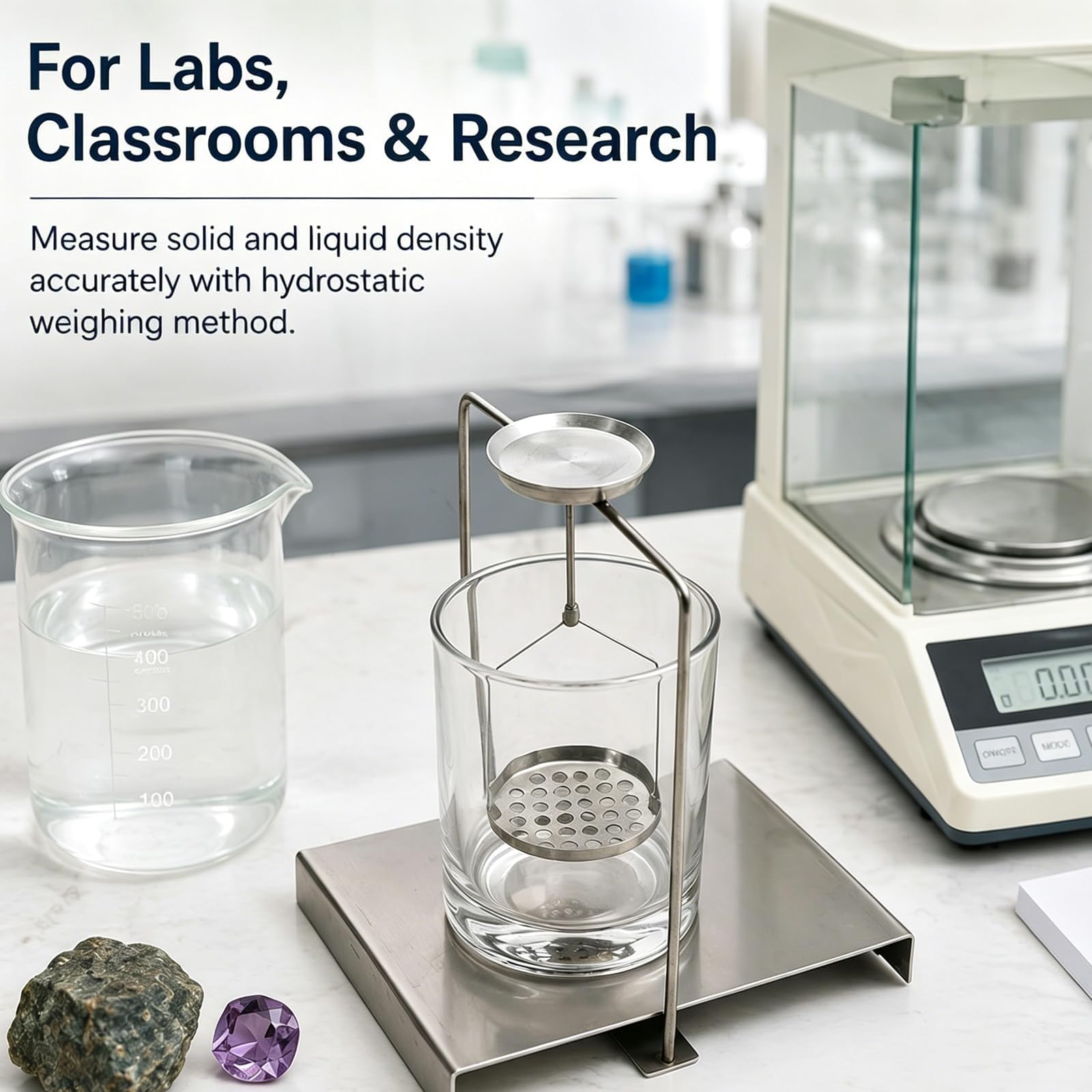 Kit para Determinación De Densidad, con Marco Específico para Balanza De Precisión, para Pruebas De Densidad Y Gravedad Específica De Sólidos, para Todo Tipo De Balanzas En El Laboratorio.