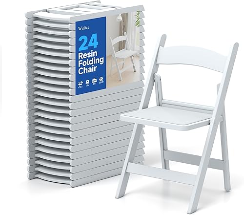 Miniatura 13 de Sillas plegables de resina blanca, sillas apilables con asientos acolchados, capacidad de peso de 800 libras, silla cómoda - Sillas plegables