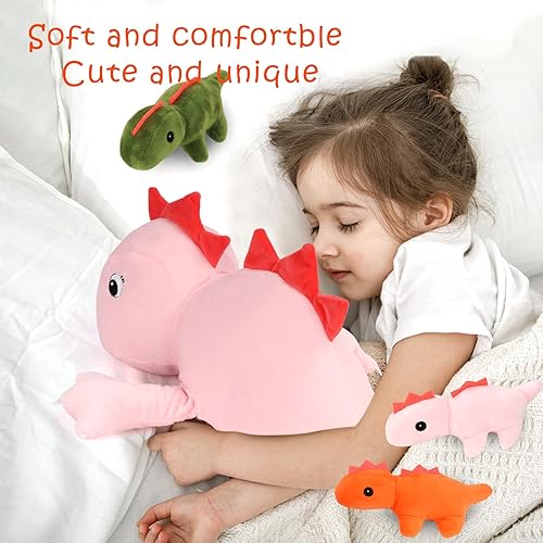 Miniatura 4 de SUIYUEOUR Peluche de dinosaurio con peso de 3.5 libras, animal de peluche de dinosaurio, peluches para cumpleaños de niños, 24 pulgadas (verde)