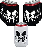 Vista 9 de LADY & HOME - Juego de 7 enfriadores de latas para novios y padrinos de boda, propuesta de padrinos de boda, regalos para despedida de soltero