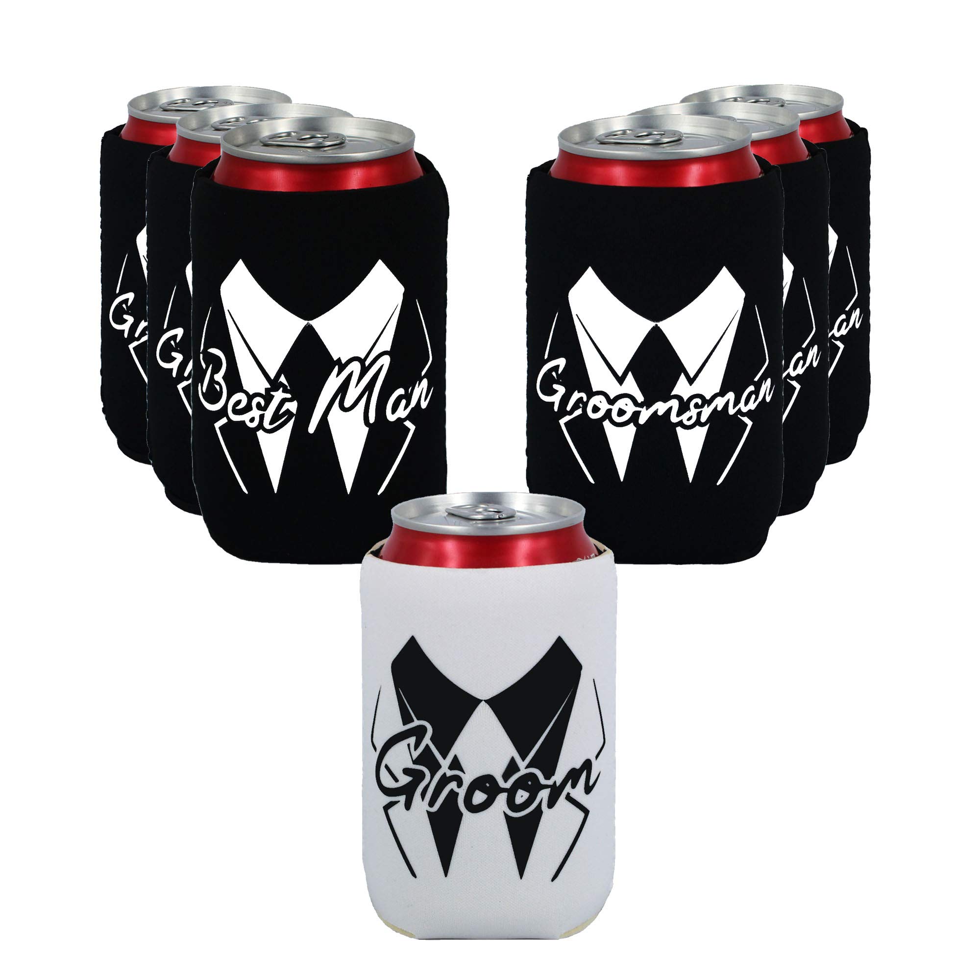 Set of 7 Bachelor Party Koozies - Groom and Groomsman Coozie - Collapsible Koozies for Bachelor Party (2)