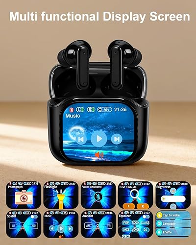 Miniatura 2 de Auriculares inteligentes con pantalla táctil, auriculares de pantalla táctil, auriculares inalámbricos Bluetooth 5.4, auriculares táctiles con