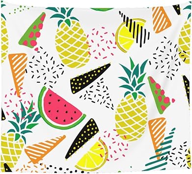 Amazon Co Jp 果物 フルーツ 食べ物柄 タペストリー 背景の布 壁掛け布 大きなサイズのポスター アートの壁装飾 ファッションスタイル 屋内 多機能 部屋 窓 寝室 パーティ 家の装飾 パーソナライズされたギフト152cmx130cm ホーム キッチン