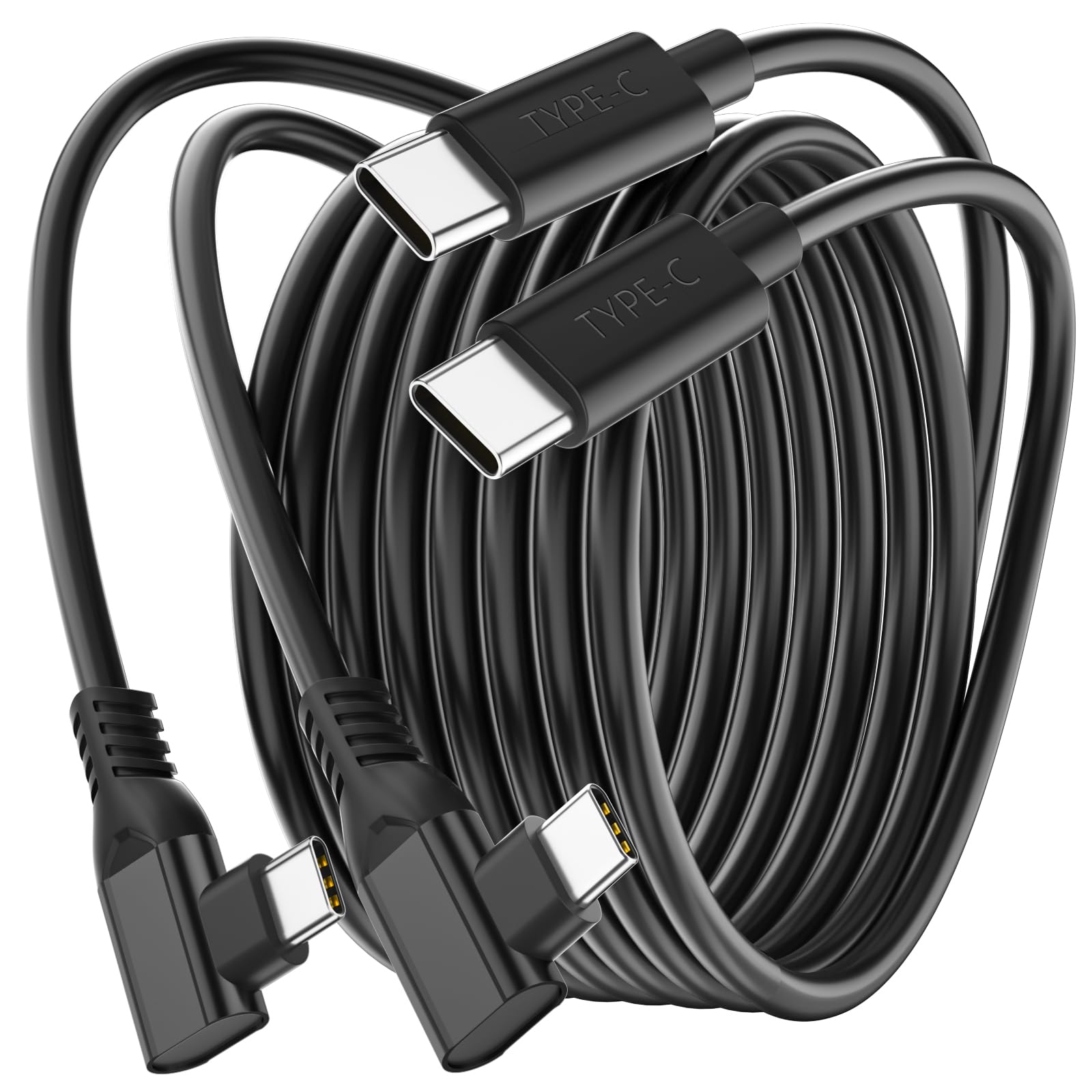 2Pack 10ft USB C to USB C Charging Cable 240W,Long Type C Fast Charger Cord for iPhone 17 16 Pro Max 15/iPad/Samsung S26 S25 S24 S23,Right Angle USBC