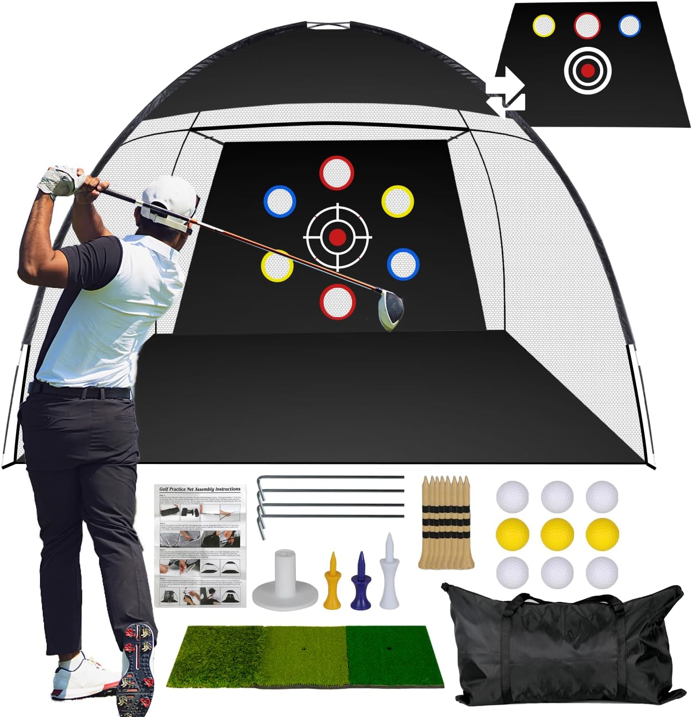 Golf Net for Backyard Driving Real Golf Balls, 10x7ft Golf Practice Net