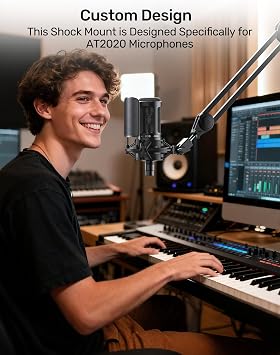 AT2020 Microphone Shock Mount, Anti-Vibration Suspension Holder Clip