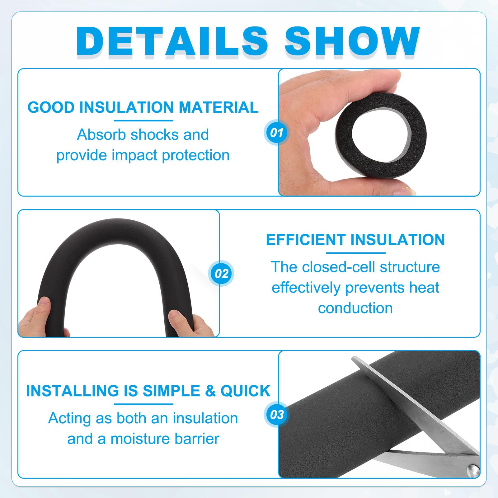 PATIKIL 1-1/4" (32mm) ID x 3Ft x 0.35" Pipe Insulation Foam Tube - Image 3